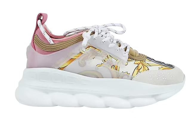 VERSACE CHAIN REACTION WHITE PINK YELLOW BAROCCO