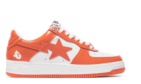 BAPE STA PATENT LEATHER ORANGE WHITE