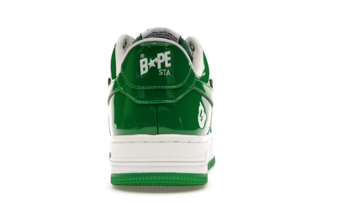 BAPE STA PATENT LEATHER GREEN WHITE