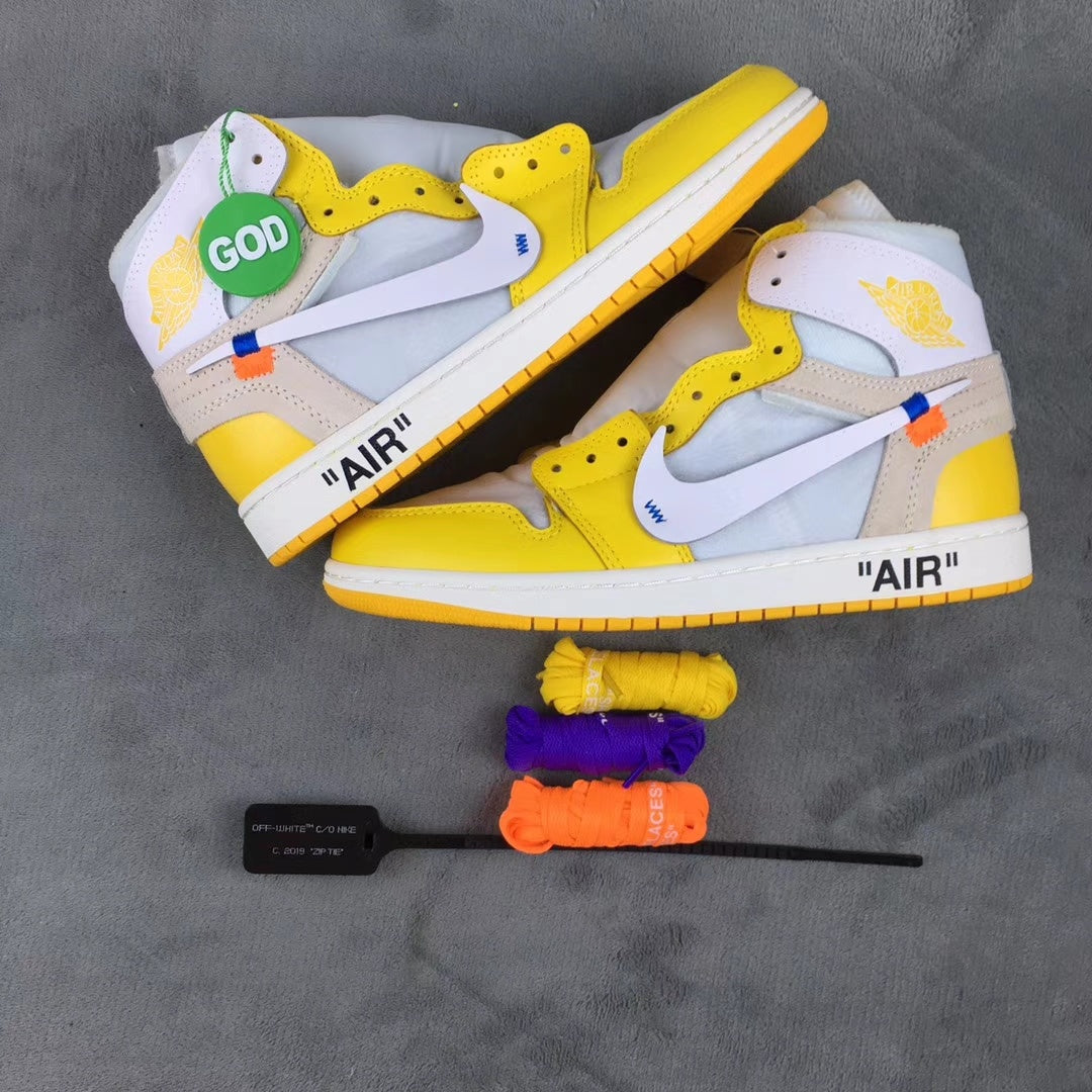 NIKE AIR JORDAN 1 RETRO HIGH X OFF-WHITE "YELLOW" - Alti Brand 