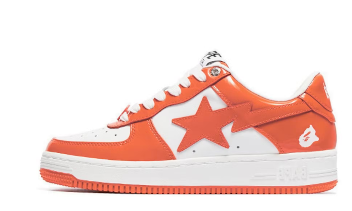 BAPE STA PATENT LEATHER ORANGE WHITE