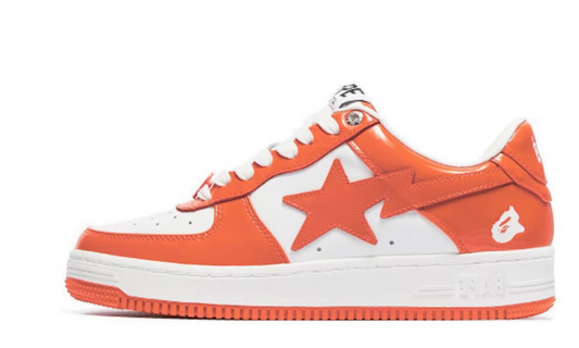 BAPE STA PATENT LEATHER ORANGE WHITE