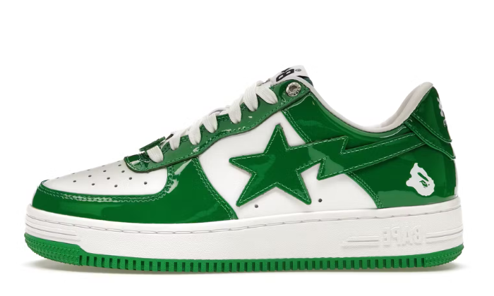 BAPE STA PATENT LEATHER GREEN WHITE