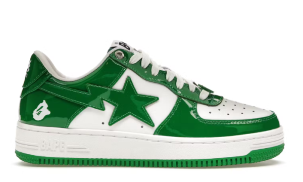 BAPE STA PATENT LEATHER GREEN WHITE