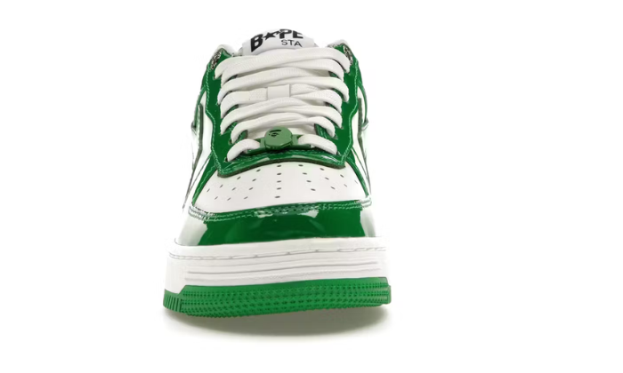 BAPE STA PATENT LEATHER GREEN WHITE