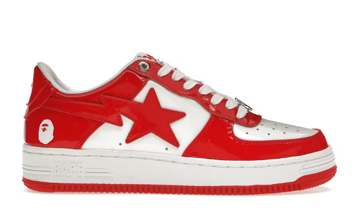 BAPE STA PATENT LEATHER WHITE RED (2023)