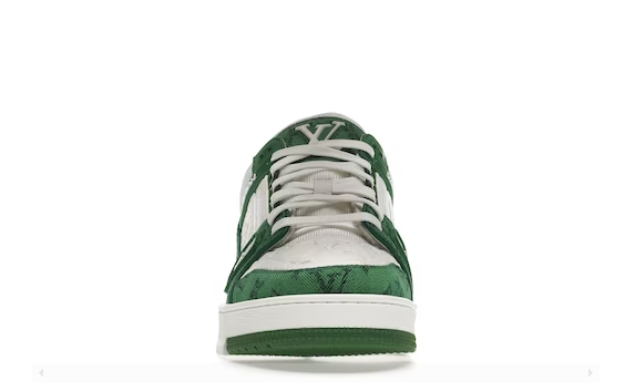 LOUIS VUITTON TRAINER GREEN MONOGRAM DENIM WHITE