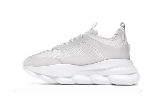 VERSACE CHAIN REACTION WHITE MESH RUBBER SUEDE